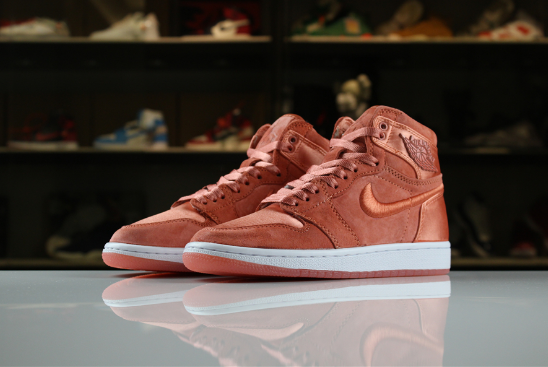 Women 2018 WMNS Air Jordan 1 Summer of High Sunblush White-Metallic Gold